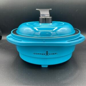 Copper Chef Microwave Grill With Grill Press Lid Blue Model #KK-1502